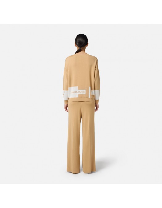 Bluza ELISABETTA FRANCHI, Maneca lunga, Logo, Honey - MK01S56E2EG1