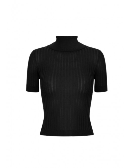 Top ELISABETTA FRANCHI, Sheer knit top, Negru - MK01S62E2110
