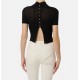 Top ELISABETTA FRANCHI, Sheer knit top, Negru - MK01S62E2110