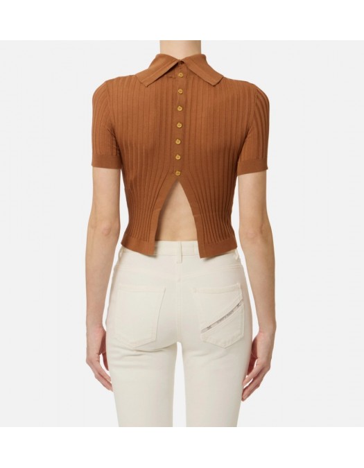 Top ELISABETTA FRANCHI, Sheer knit top - MK01S62E2600