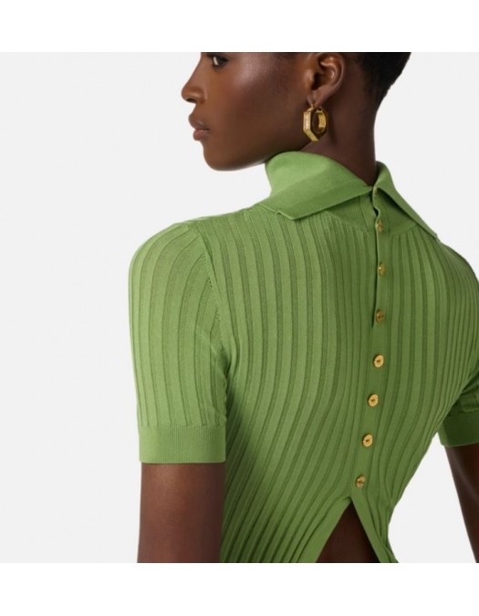 Top ELISABETTA FRANCHI, Sheer knit top, Verde - MK01S62E2EV3