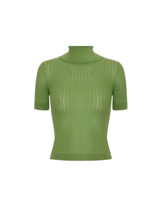 Top ELISABETTA FRANCHI, Sheer knit top, Verde - MK01S62E2EV3