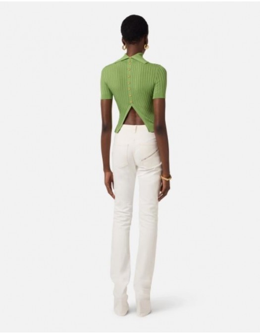 Top ELISABETTA FRANCHI, Sheer knit top, Verde - MK01S62E2EV3