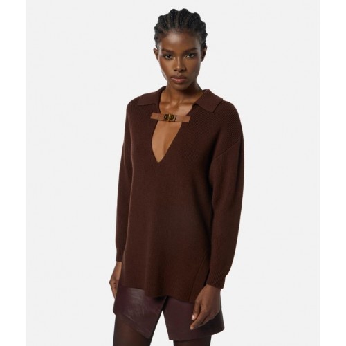 Pulover ELISABETTA FRANCHI, Lana, Regular Fit, Brown