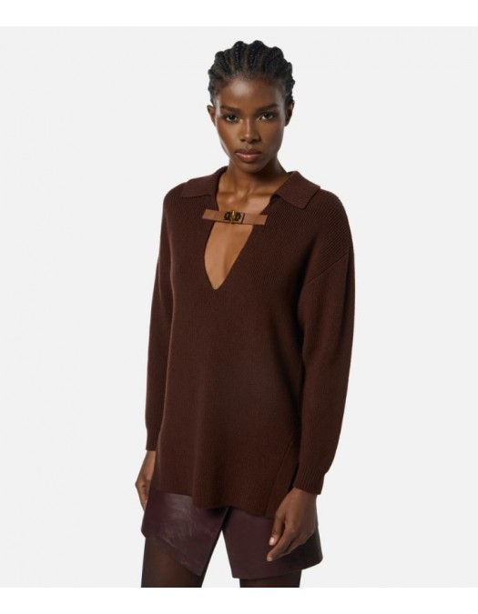 Pulover ELISABETTA FRANCHI, Lana, Regular Fit, Brown - MK06S56E2EA3