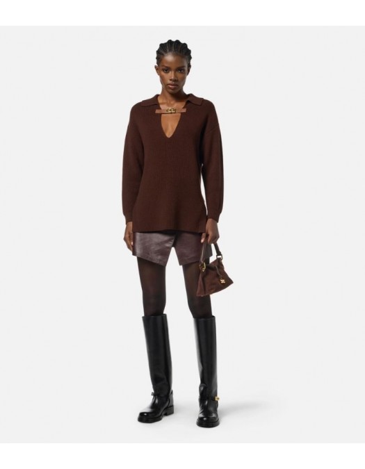 Pulover ELISABETTA FRANCHI, Lana, Regular Fit, Brown - MK06S56E2EA3
