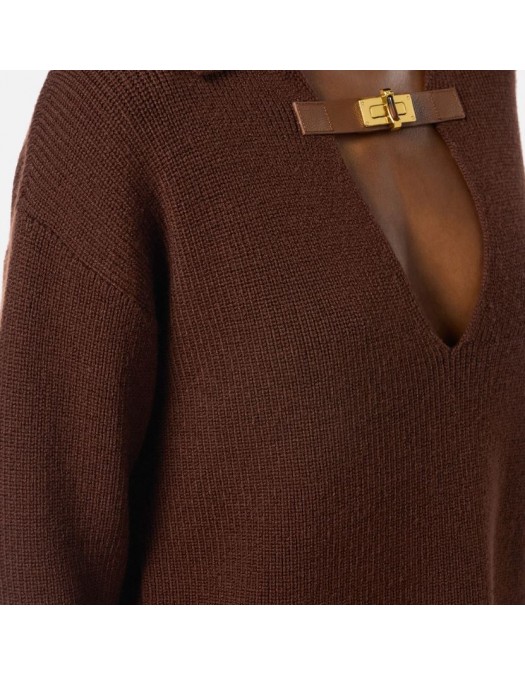 Pulover ELISABETTA FRANCHI, Lana, Regular Fit, Brown - MK06S56E2EA3