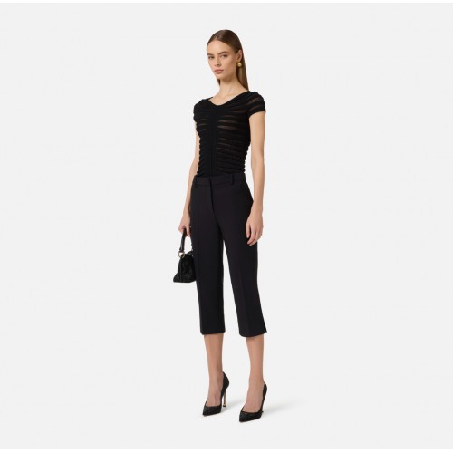 Top ELISABETTA FRANCHI, Cotton thread and viscose, Negru