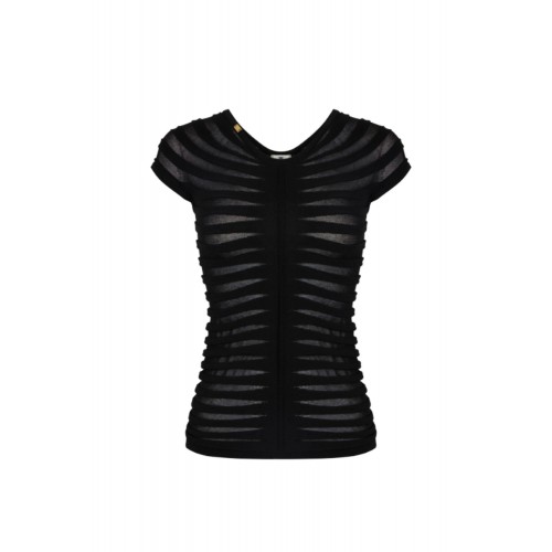 Top ELISABETTA FRANCHI, Cotton thread and viscose, Negru