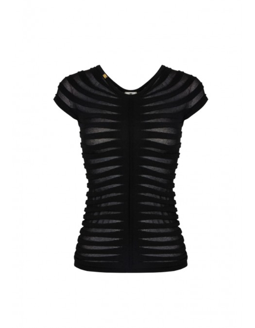 Top ELISABETTA FRANCHI, Cotton thread and viscose, Negru - MK06T62E2110