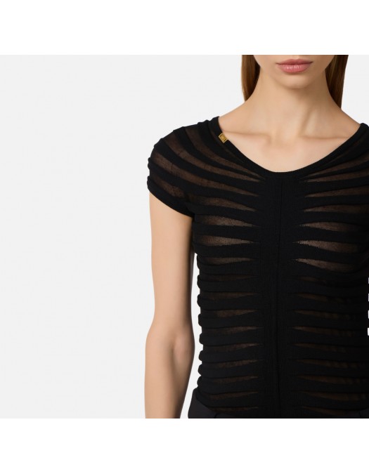 Top ELISABETTA FRANCHI, Cotton thread and viscose, Negru - MK06T62E2110