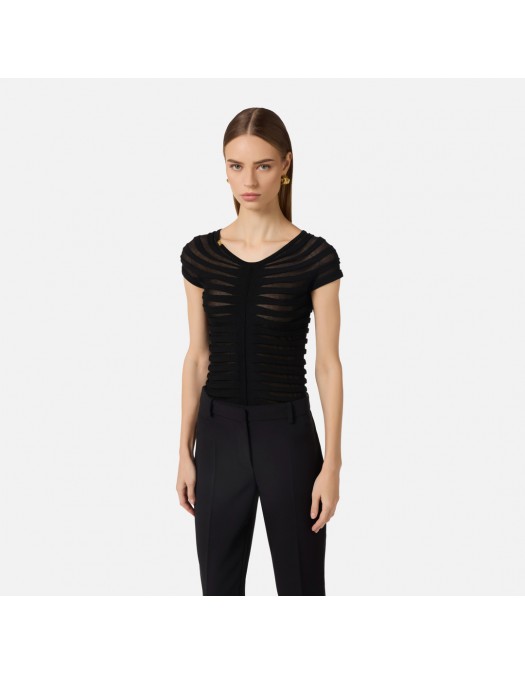 Top ELISABETTA FRANCHI, Cotton thread and viscose, Negru - MK06T62E2110