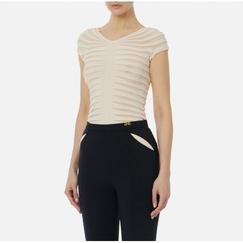 Top ELISABETTA FRANCHI, Cotton thread and viscose, Alb