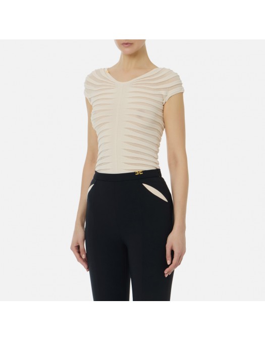 Top ELISABETTA FRANCHI, Cotton thread and viscose, Alb - MK06T62E2193