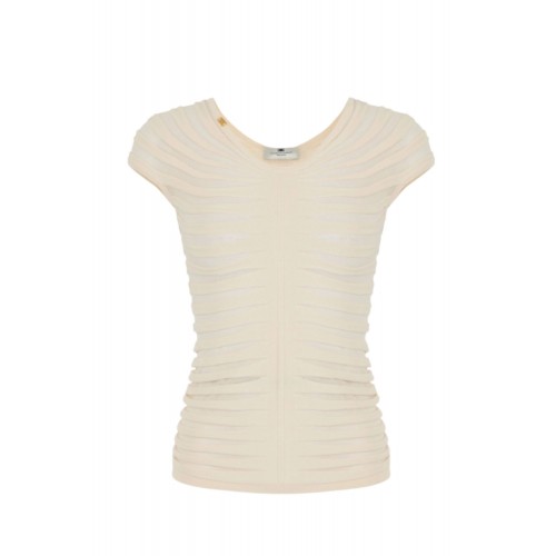 Top ELISABETTA FRANCHI, Cotton thread and viscose, Alb
