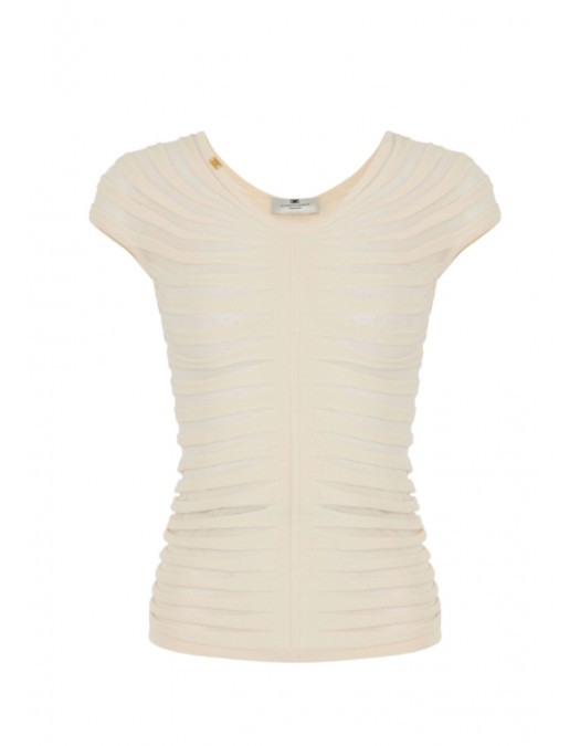 Top ELISABETTA FRANCHI, Cotton thread and viscose, Alb - MK06T62E2193