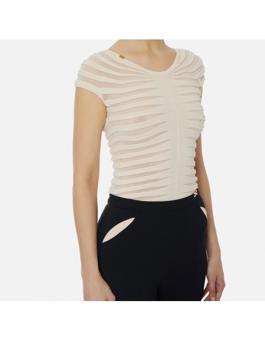 Top ELISABETTA FRANCHI, Cotton thread and viscose, Alb - MK06T62E2193