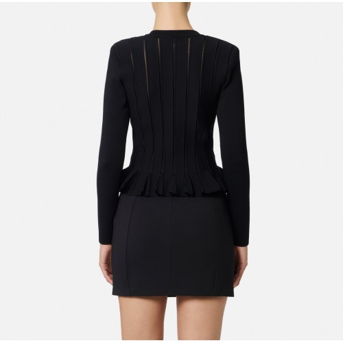 Bluza ELISABETTA FRANCHI, Nasturi aurii logo, Negru Bluza ELISABETTA FRANCHI, Nasturi aurii logo, Negru