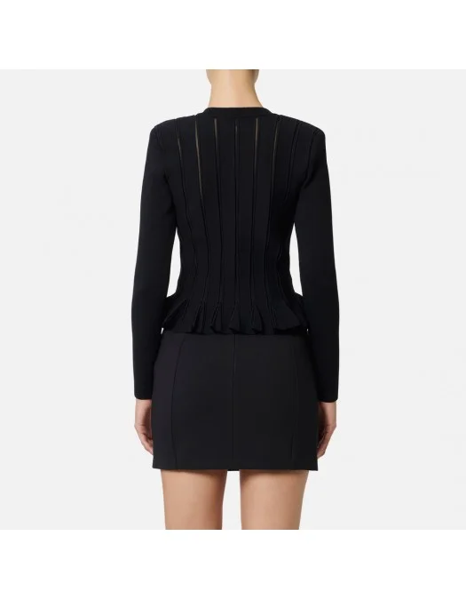 Bluza ELISABETTA FRANCHI, Nasturi aurii logo, Negru - MK07S56E2110