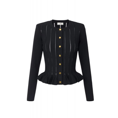Bluza ELISABETTA FRANCHI, Nasturi aurii logo, Negru Bluza ELISABETTA FRANCHI, Nasturi aurii logo, Negru