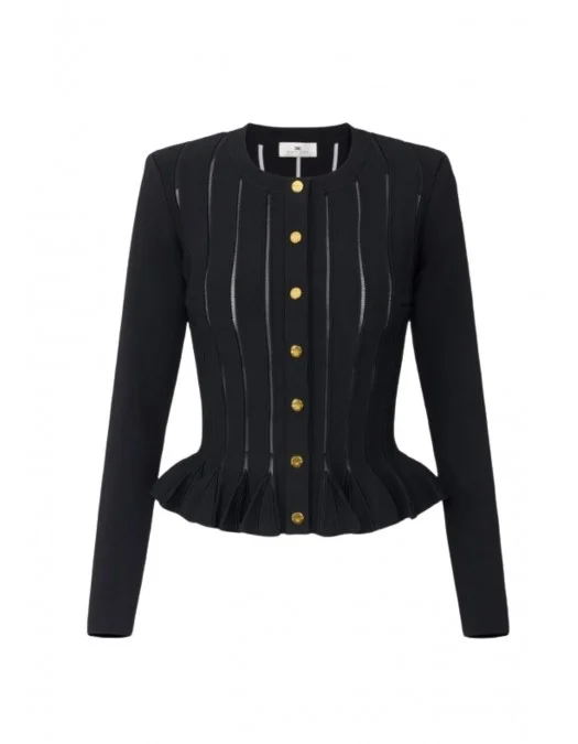 Bluza ELISABETTA FRANCHI, Nasturi aurii logo, Negru - MK07S56E2110