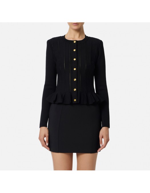 Bluza ELISABETTA FRANCHI, Nasturi aurii logo, Negru - MK07S56E2110