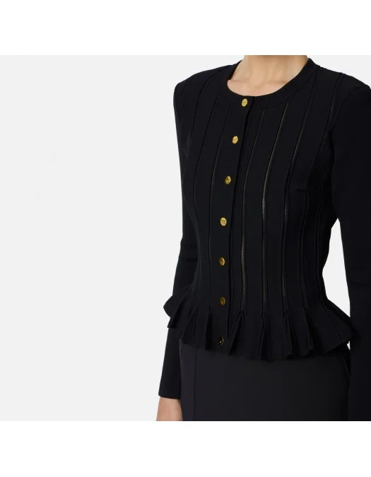 Bluza ELISABETTA FRANCHI, Nasturi aurii logo, Negru - MK07S56E2110