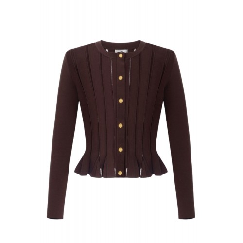 Bluza ELISABETTA FRANCHI, Nasturi aurii logo, Maro