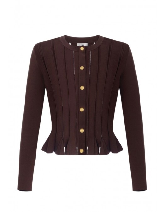 Bluza ELISABETTA FRANCHI, Nasturi aurii logo, Maro - MK07S56E2DZ9