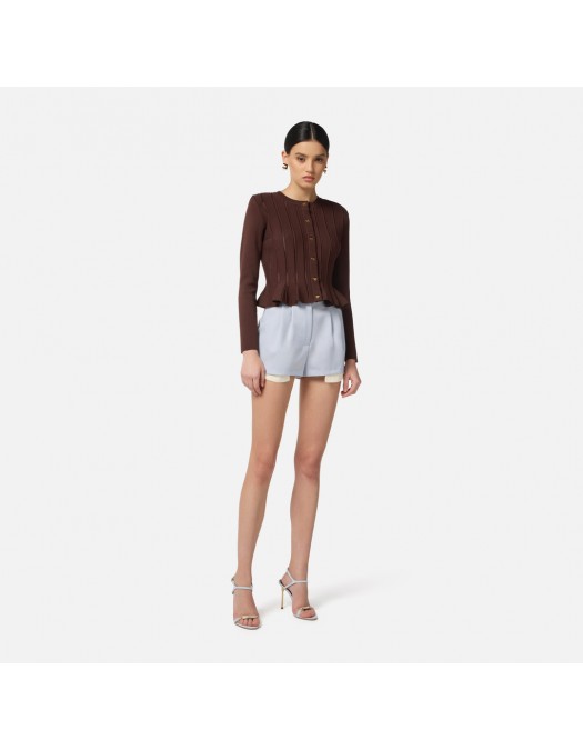 Bluza ELISABETTA FRANCHI, Nasturi aurii logo, Maro - MK07S56E2DZ9