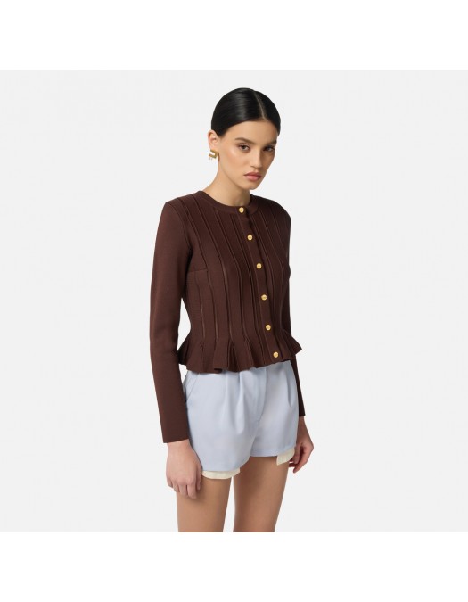 Bluza ELISABETTA FRANCHI, Nasturi aurii logo, Maro - MK07S56E2DZ9