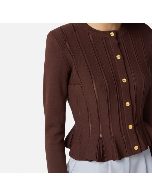 Bluza ELISABETTA FRANCHI, Nasturi aurii logo, Maro - MK07S56E2DZ9