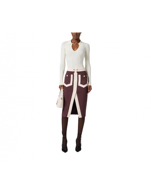 TOP ELISABETTA FRANCHI, Openwork Details, Silk, White - MK09B56E2DZ9 TOP ELISABETTA FRANCHI, Openwork Details, Silk, White - MK09B56E2DZ9