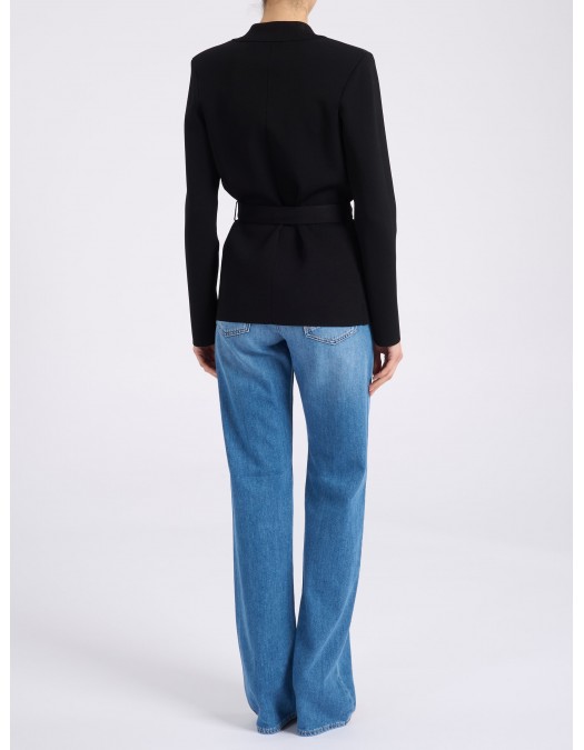 Jacheta ELISABETTA FRANCHI, Full Milano stitch knit jacket, Negru - MK10B62E2110