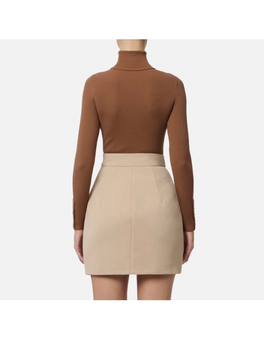 Bluza ELISABETTA FRANCHI,Ribbed knit top with breast pocket, Maro - MK11B56E2EC1 Bluza ELISABETTA FRANCHI,Ribbed knit top with breast pocket, Maro - MK11B56E2EC1