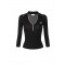 Bluza ELISABETTA FRANCHI, Ribbed knit polo shirt, Negru