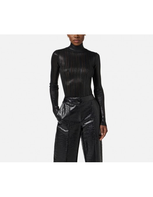 TOP ELISABETTA FRANCHI, Slim, Laminated Details, Black - MK17Q56E2110 TOP ELISABETTA FRANCHI, Slim, Laminated Details, Black - MK17Q56E2110