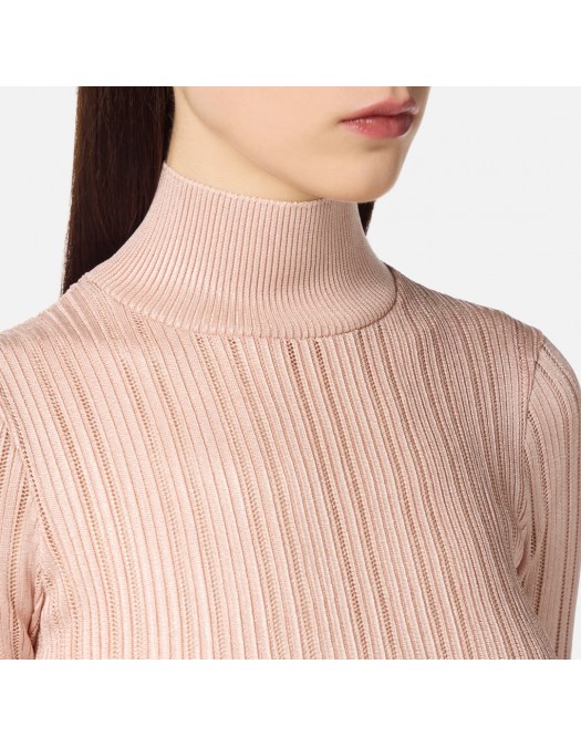 BLUZA ELISABETTA FRANCHI, Laminated ribbed top, Slim, Beige - MK17Q56E2EA1 BLUZA ELISABETTA FRANCHI, Laminated ribbed top, Slim, Beige - MK17Q56E2EA1