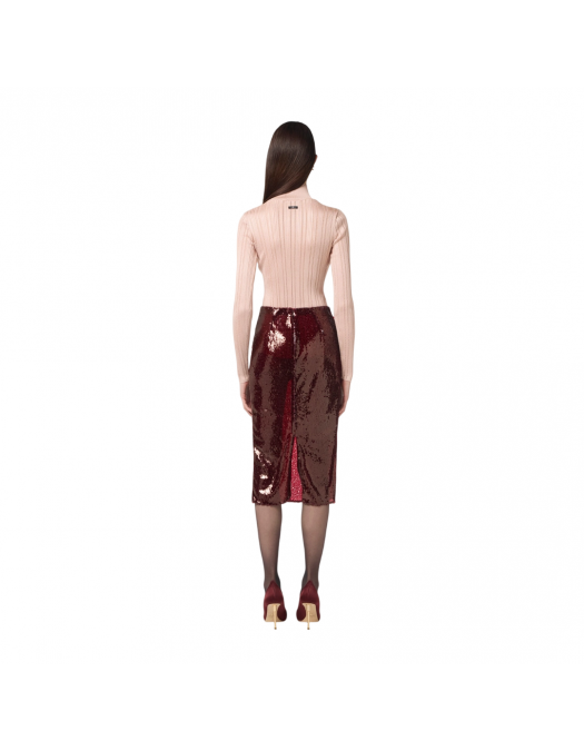 BLUZA ELISABETTA FRANCHI, Laminated ribbed top, Slim, Beige - MK17Q56E2EA1 BLUZA ELISABETTA FRANCHI, Laminated ribbed top, Slim, Beige - MK17Q56E2EA1