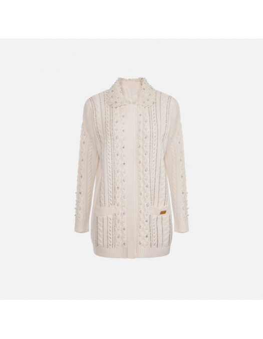 Cardigan ELISABETTA FRANCHI, Pearl Print, Nude - MK18B37E2193