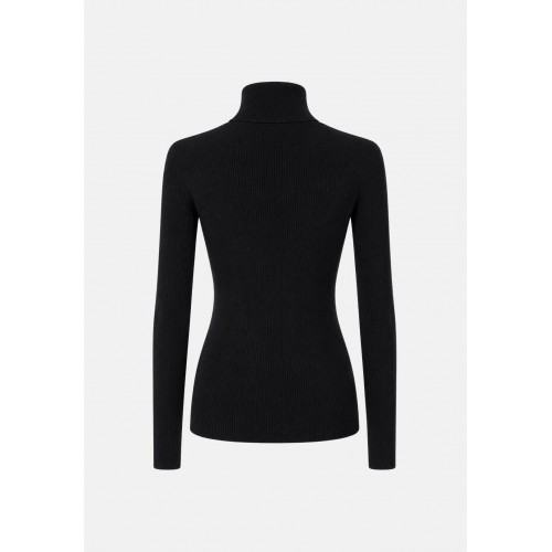 Bluza ELISABETTA FRANCHI, Ribbed knit turtleneck top, Negru