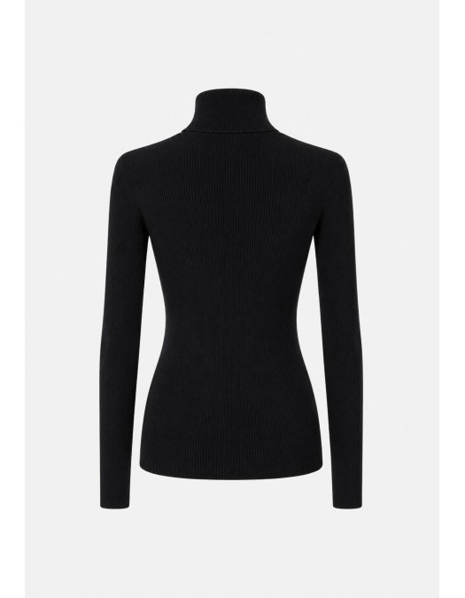 Bluza ELISABETTA FRANCHI, Ribbed knit turtleneck top, Negru - MK18B66E2685