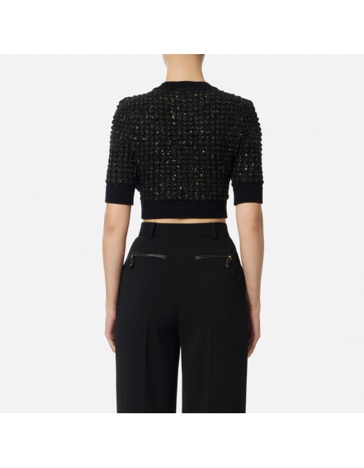 Bluza ELISABETTA FRANCHI, Crop Top, Logo, Negru - MK18Q56E2110