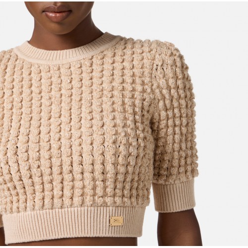 Bluza ELISABETTA FRANCHI, Crop Top, Logo, Honey