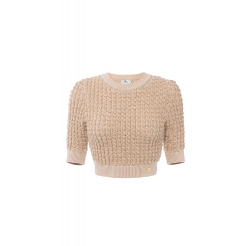 Bluza ELISABETTA FRANCHI, Crop Top, Logo, Honey