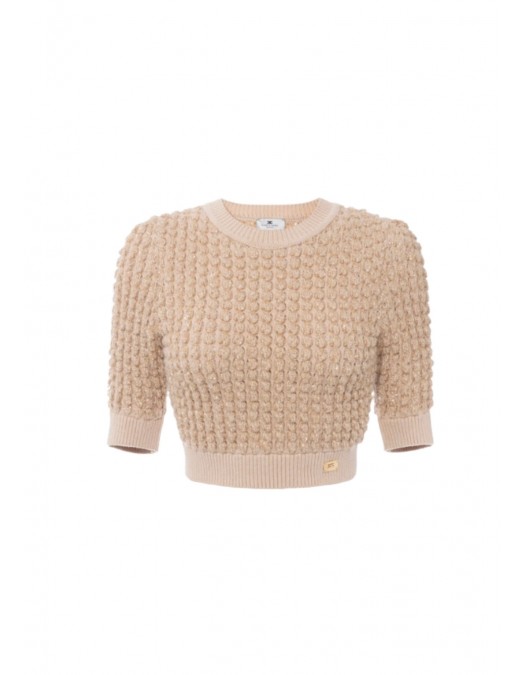 Bluza ELISABETTA FRANCHI, Crop Top, Logo, Honey - MK18Q56E2CG3