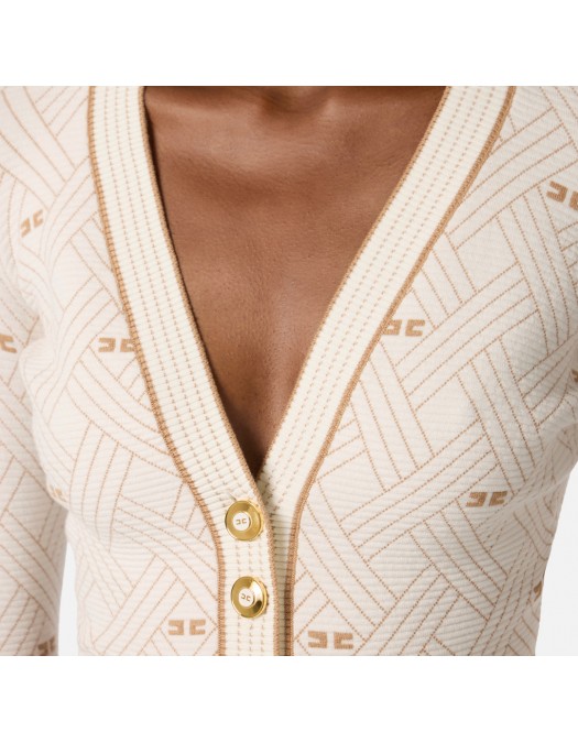 Top ELISABETTA FRANCHI, knit fabric with diamond-shaped jacquard fabric - MK28Q61E2AN9