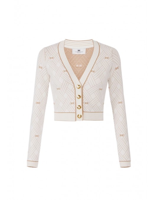 Top ELISABETTA FRANCHI, knit fabric with diamond-shaped jacquard fabric - MK28Q61E2AN9
