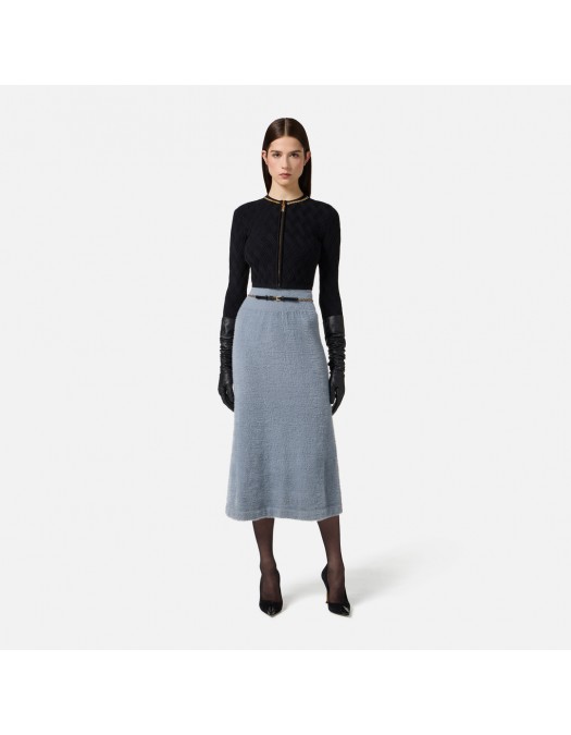 Bluza ELISABETTA FRANCHI, Ribbed knit top, Accesorii aurii, Negru - MK29B56E2110 Bluza ELISABETTA FRANCHI, Ribbed knit top, Accesorii aurii, Negru - MK29B56E2110