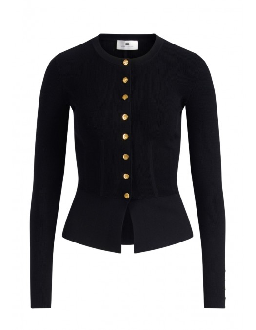 Bluza ELISABETTA FRANCHI, Knit jacket with jewel buttons, Negru - MK49S57E2110 Bluza ELISABETTA FRANCHI, Knit jacket with jewel buttons, Negru - MK49S57E2110